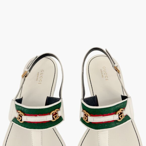Gucci Jakarta GG T-Strap Flat Sandals Size 39.5 US 9.5 White Interlock Thong - Picture 5 of 14
